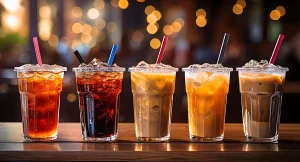 All kinds of cold drinks in the coffee shop